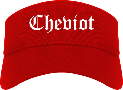 Cheviot Ohio OH Old English Mens Visor Cap Hat Red