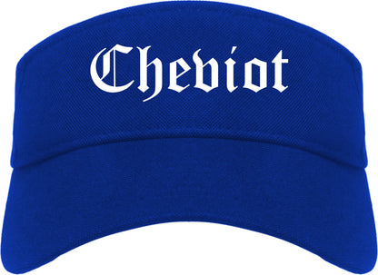 Cheviot Ohio OH Old English Mens Visor Cap Hat Royal Blue