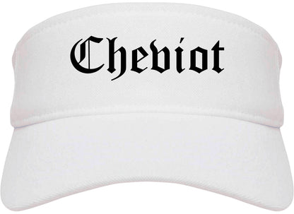 Cheviot Ohio OH Old English Mens Visor Cap Hat White