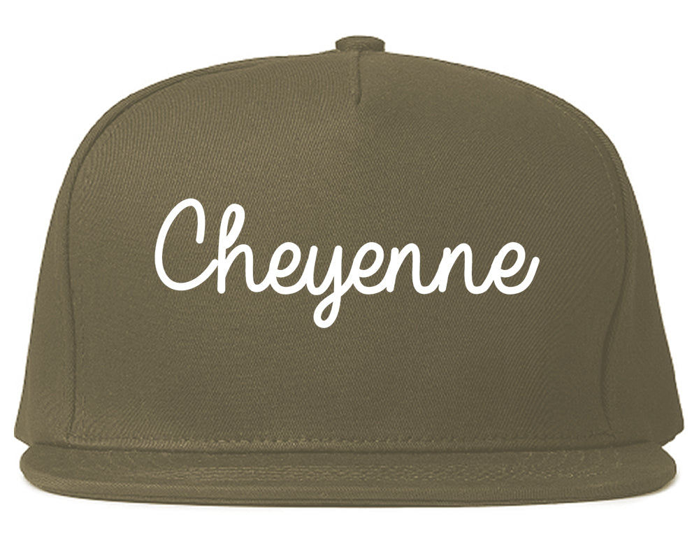 Cheyenne Wyoming WY Script Mens Snapback Hat Grey