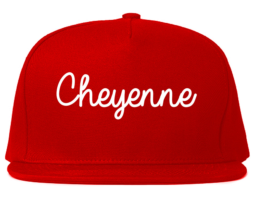Cheyenne Wyoming WY Script Mens Snapback Hat Red