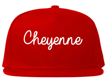Cheyenne Wyoming WY Script Mens Snapback Hat Red