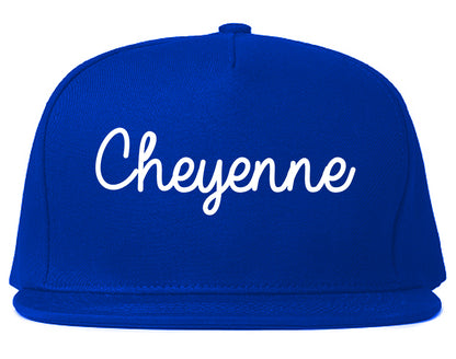 Cheyenne Wyoming WY Script Mens Snapback Hat Royal Blue