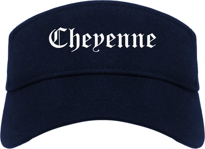 Cheyenne Wyoming WY Old English Mens Visor Cap Hat Navy Blue