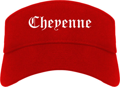 Cheyenne Wyoming WY Old English Mens Visor Cap Hat Red