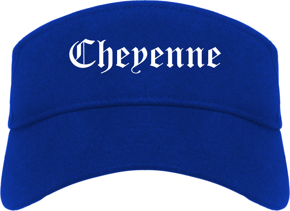 Cheyenne Wyoming WY Old English Mens Visor Cap Hat Royal Blue