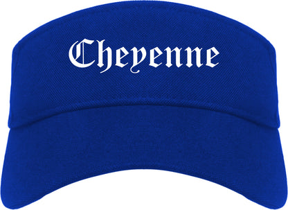 Cheyenne Wyoming WY Old English Mens Visor Cap Hat Royal Blue