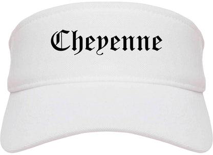 Cheyenne Wyoming WY Old English Mens Visor Cap Hat White