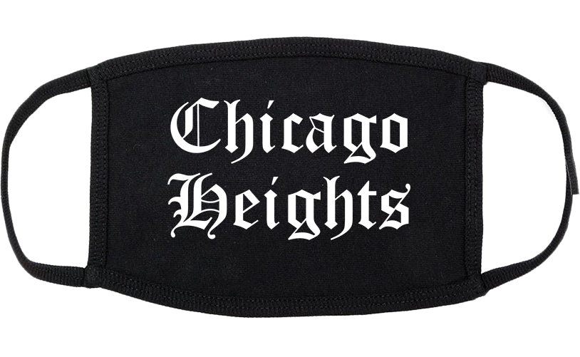 Chicago Heights Illinois IL Old English Cotton Face Mask Black