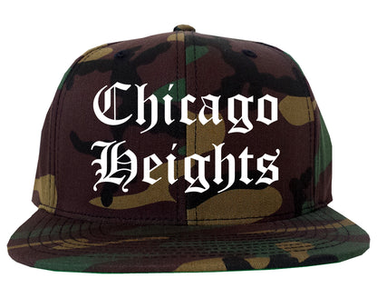 Chicago Heights Illinois IL Old English Mens Snapback Hat Army Camo