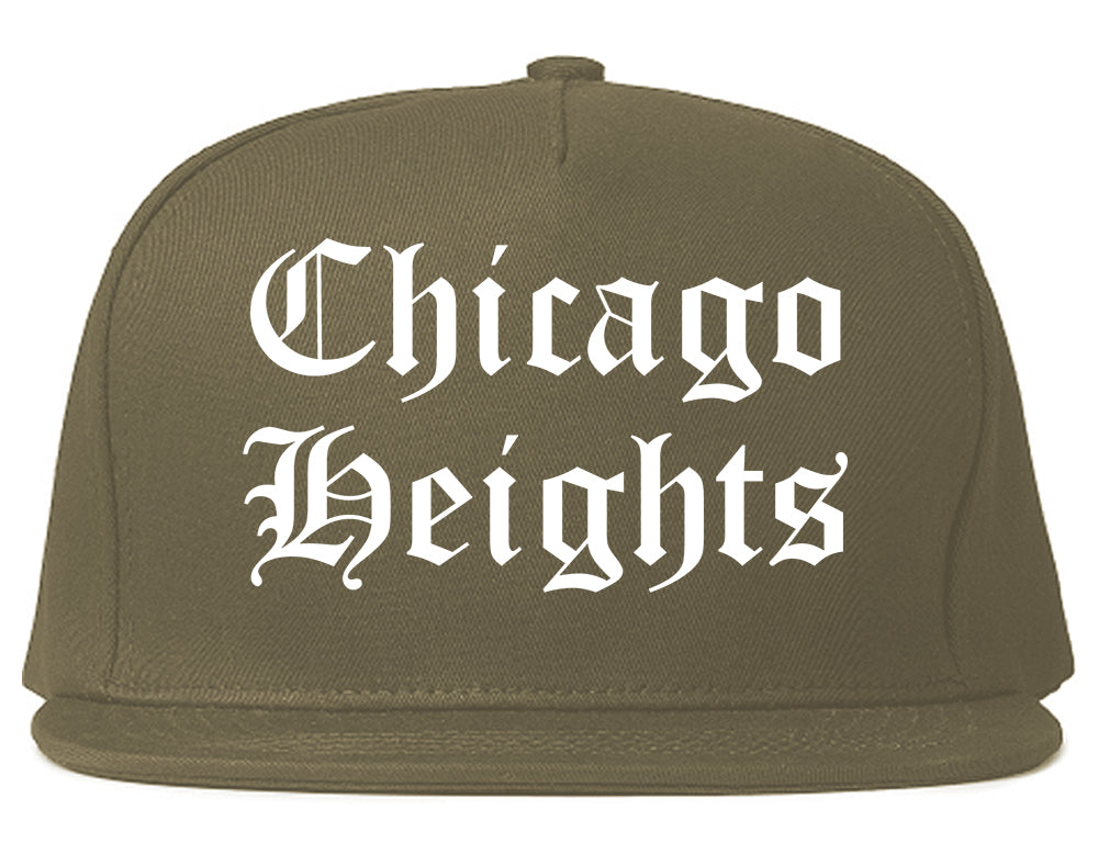 Chicago Heights Illinois IL Old English Mens Snapback Hat Grey
