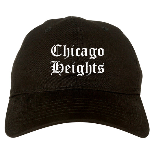 Chicago Heights Illinois IL Old English Mens Dad Hat Baseball Cap Black