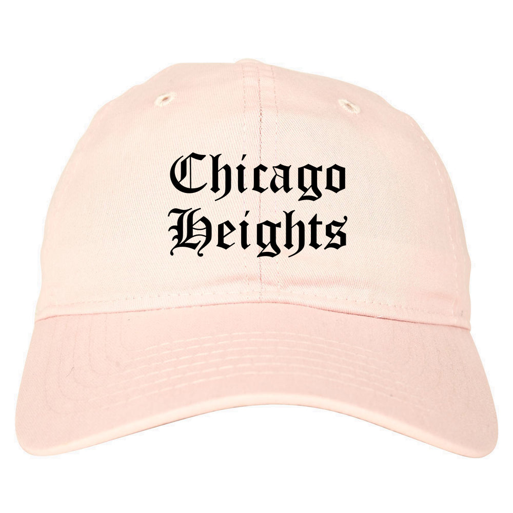 Chicago Heights Illinois IL Old English Mens Dad Hat Baseball Cap Pink