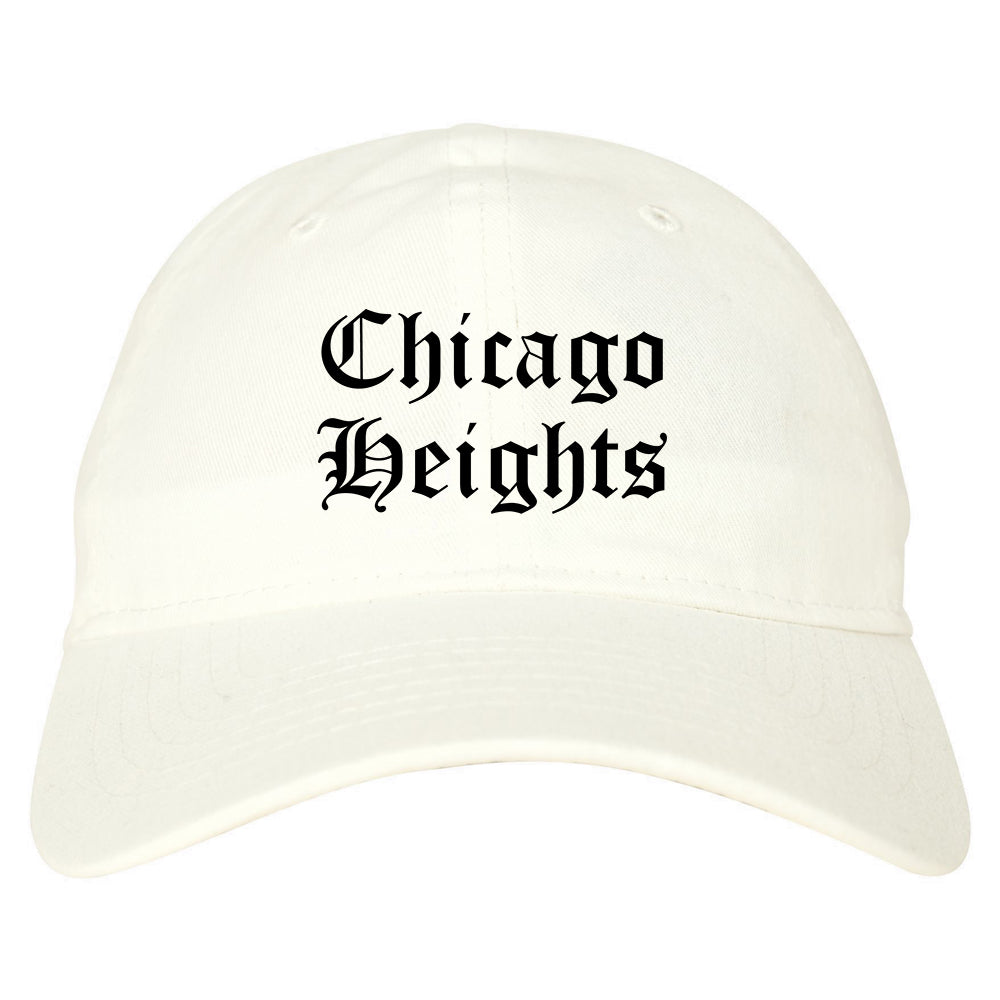 Chicago Heights Illinois IL Old English Mens Dad Hat Baseball Cap White