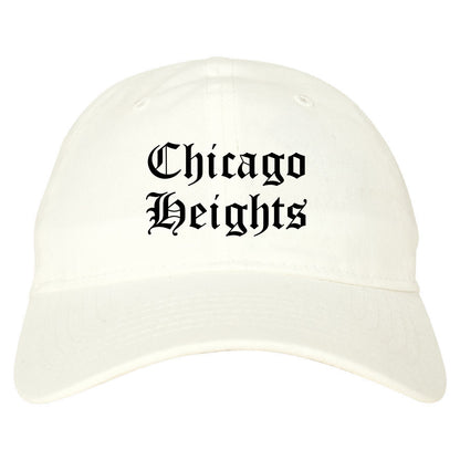 Chicago Heights Illinois IL Old English Mens Dad Hat Baseball Cap White