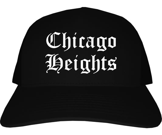 Chicago Heights Illinois IL Old English Mens Trucker Hat Cap Black