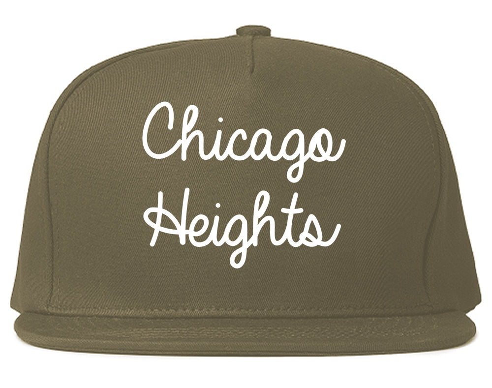 Chicago Heights Illinois IL Script Mens Snapback Hat Grey