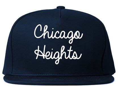 Chicago Heights Illinois IL Script Mens Snapback Hat Navy Blue