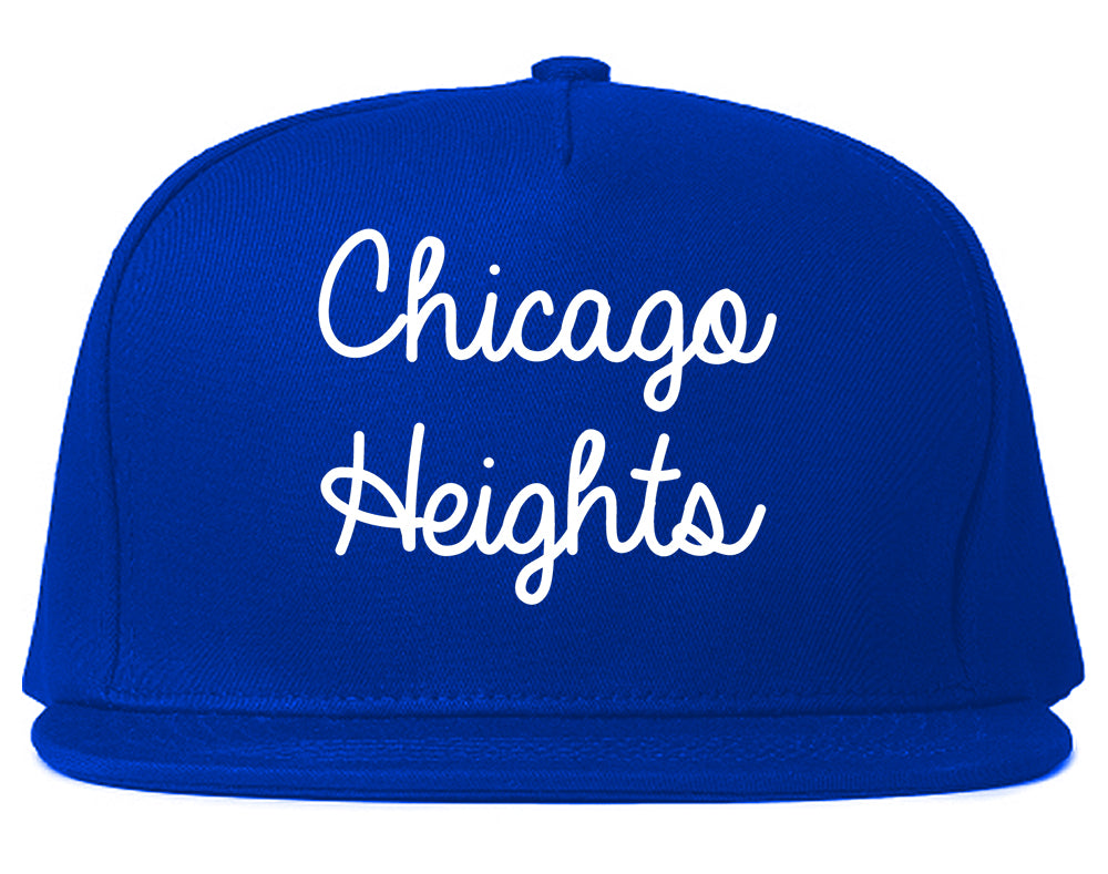 Chicago Heights Illinois IL Script Mens Snapback Hat Royal Blue