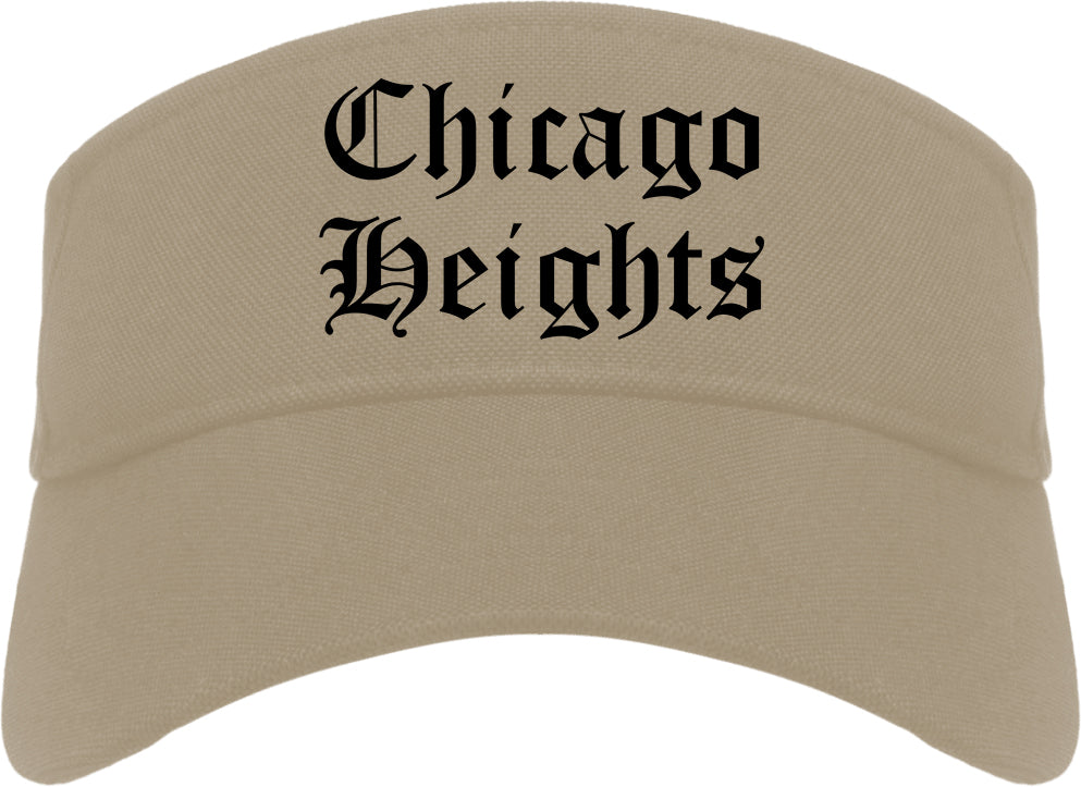 Chicago Heights Illinois IL Old English Mens Visor Cap Hat Khaki