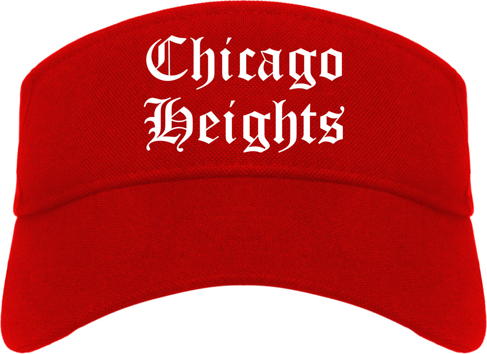 Chicago Heights Illinois IL Old English Mens Visor Cap Hat Red