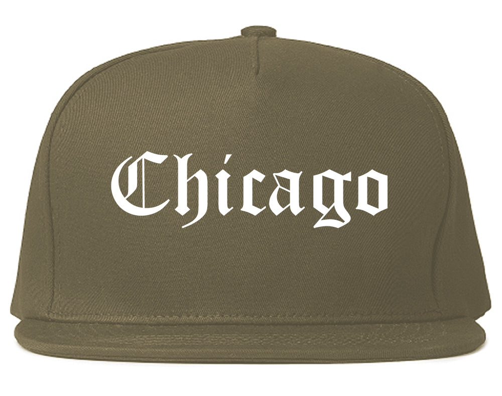 Chicago Illinois IL Old English Mens Snapback Hat Grey