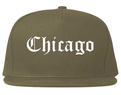 Chicago Illinois IL Old English Mens Snapback Hat Grey