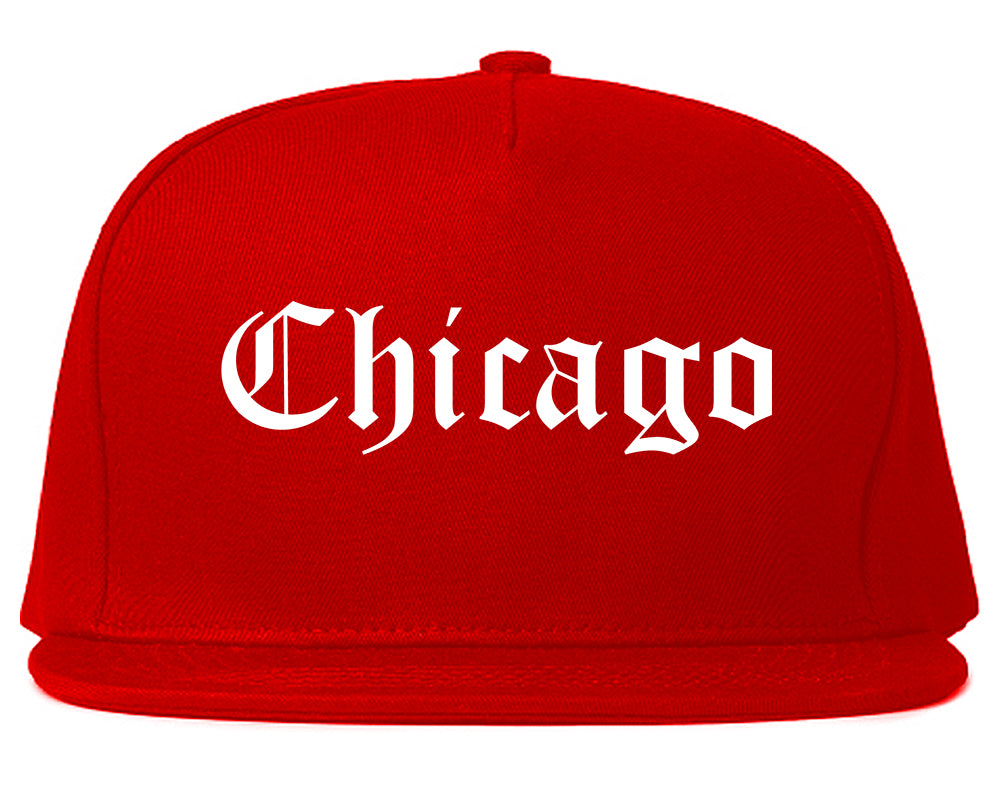 Chicago Illinois IL Old English Mens Snapback Hat Red
