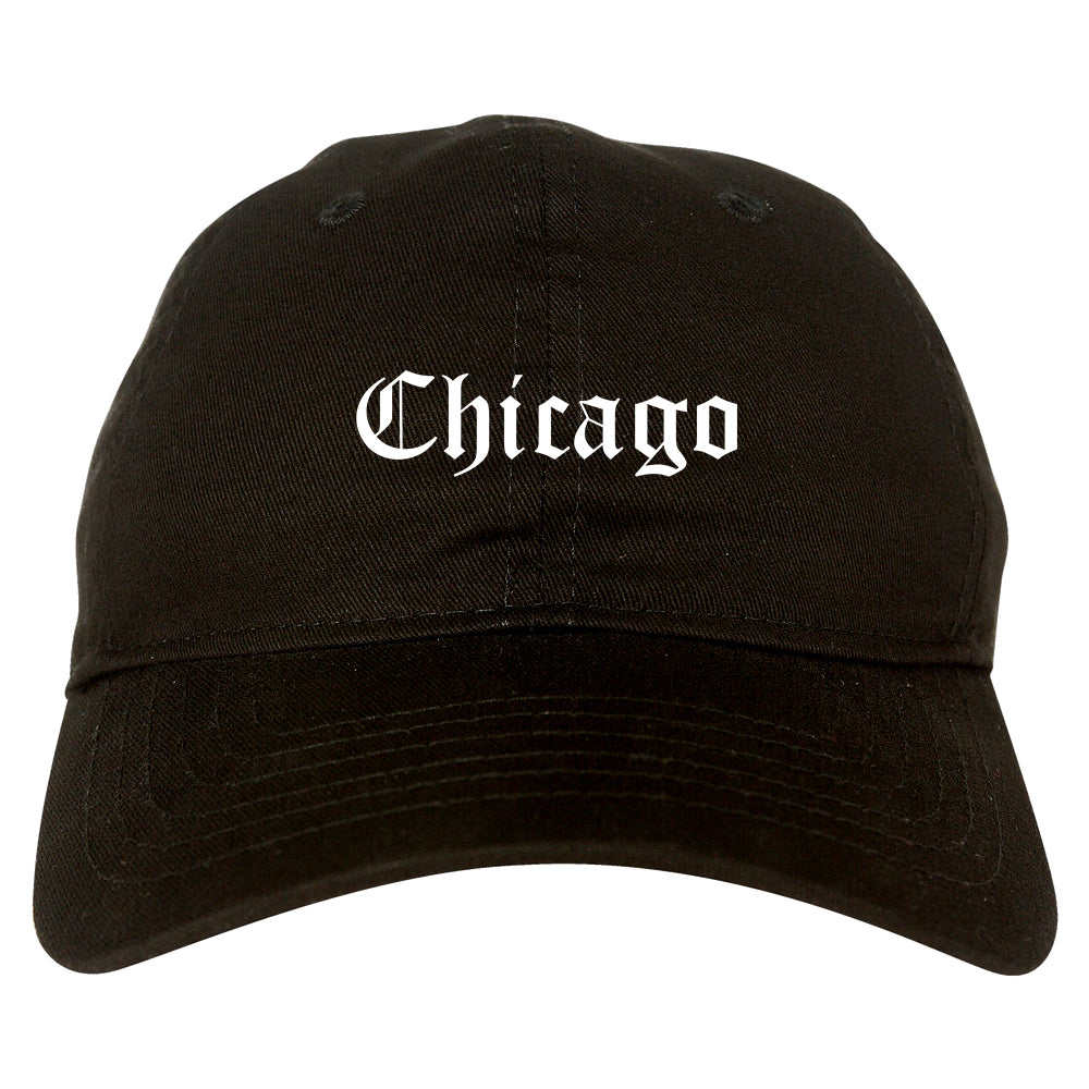 Chicago Illinois IL Old English Mens Dad Hat Baseball Cap Black
