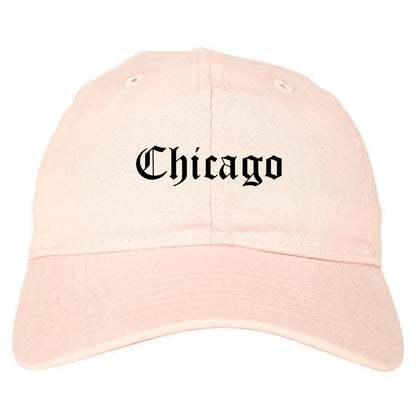 Chicago Illinois IL Old English Mens Dad Hat Baseball Cap Pink