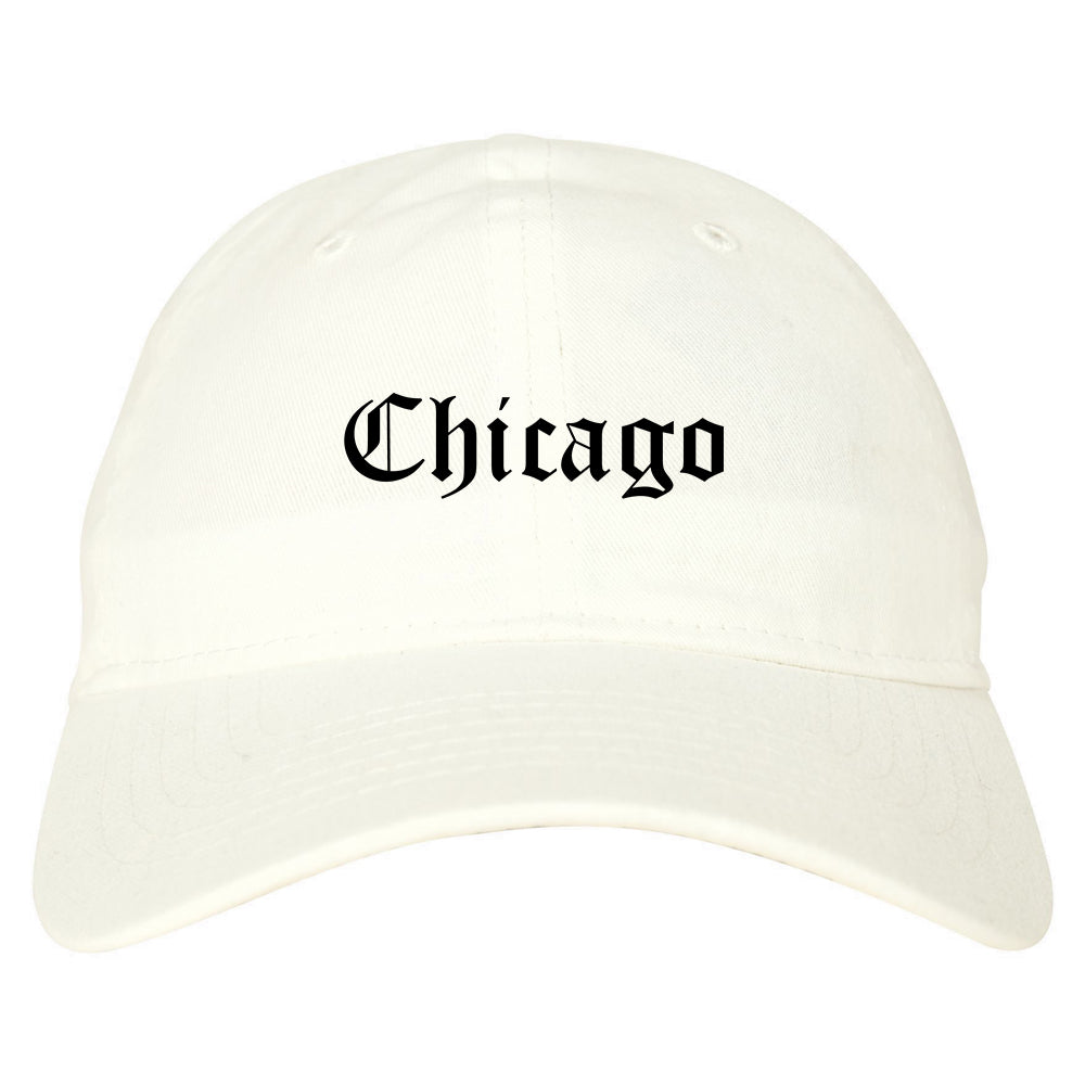 Chicago Illinois IL Old English Mens Dad Hat Baseball Cap White