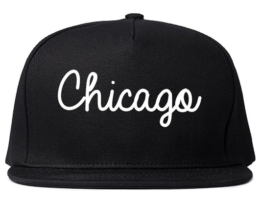Chicago Illinois IL Script Mens Snapback Hat Black