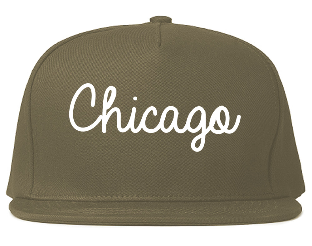 Chicago Illinois IL Script Mens Snapback Hat Grey