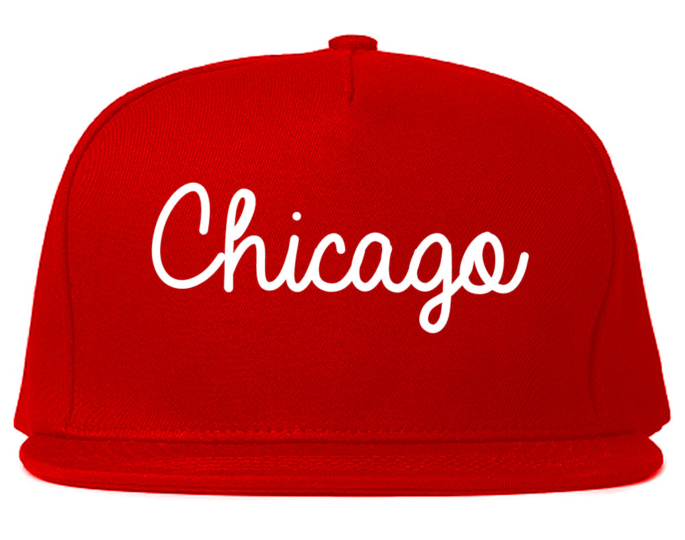 Chicago Illinois IL Script Mens Snapback Hat Red