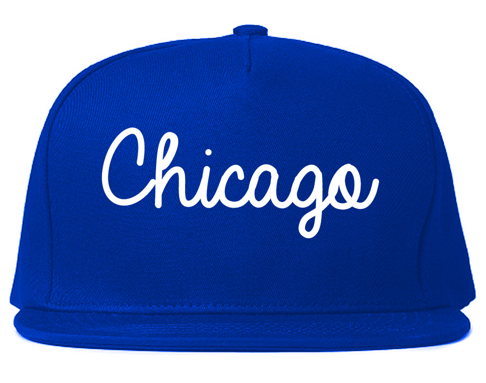 Chicago Illinois IL Script Mens Snapback Hat Royal Blue