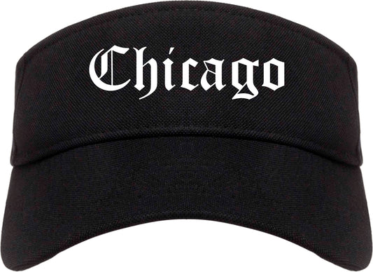 Chicago Illinois IL Old English Mens Visor Cap Hat Black