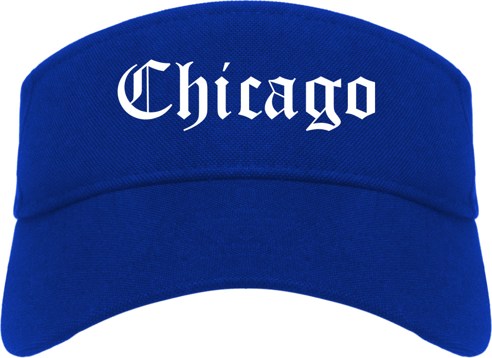 Chicago Illinois IL Old English Mens Visor Cap Hat Royal Blue