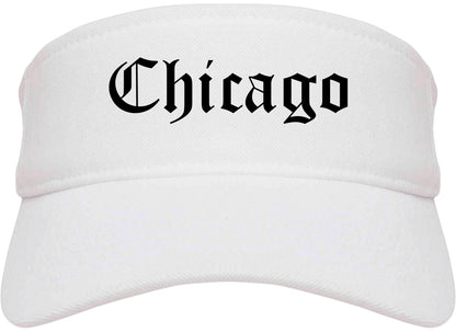 Chicago Illinois IL Old English Mens Visor Cap Hat White