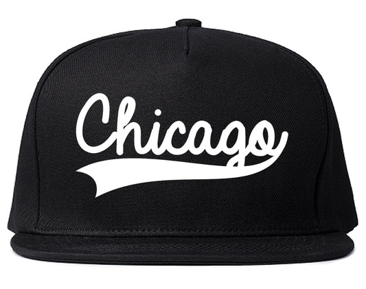 Chicago Old School Varsity Logo Mens Snapback Hat Black