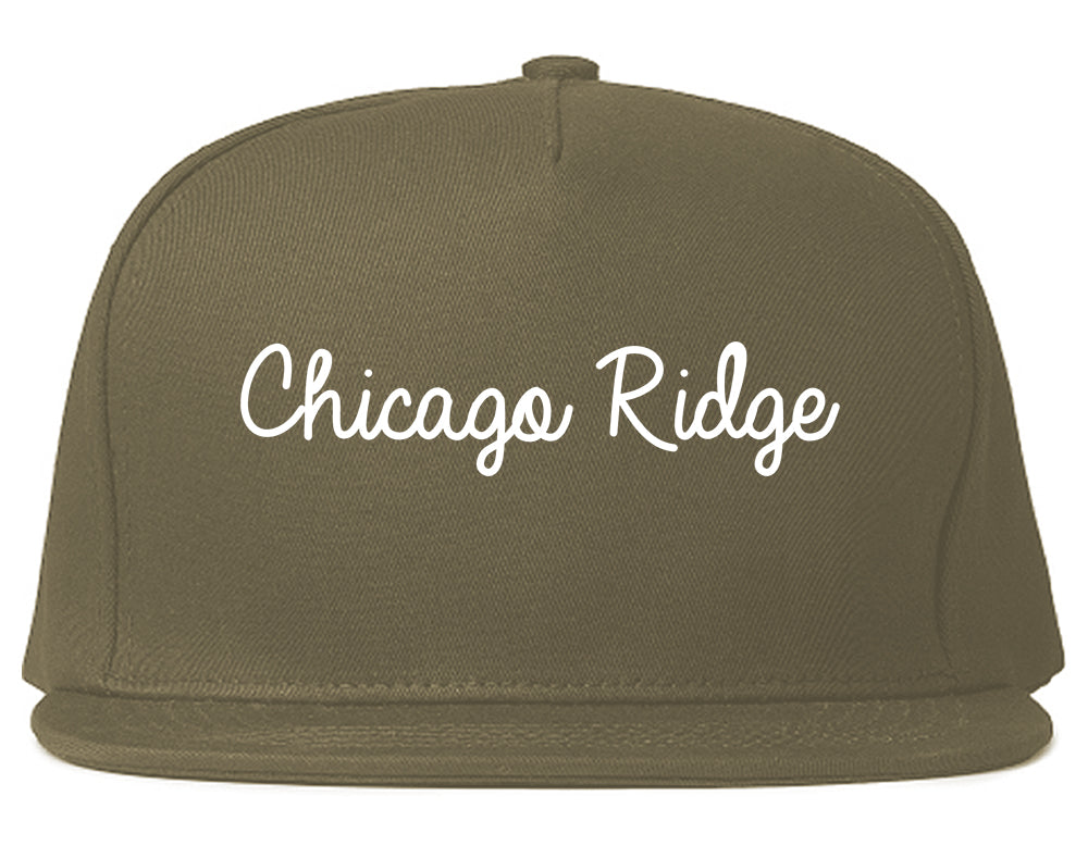 Chicago Ridge Illinois IL Script Mens Snapback Hat Grey