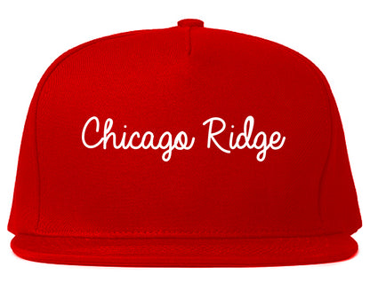 Chicago Ridge Illinois IL Script Mens Snapback Hat Red