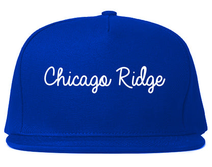 Chicago Ridge Illinois IL Script Mens Snapback Hat Royal Blue