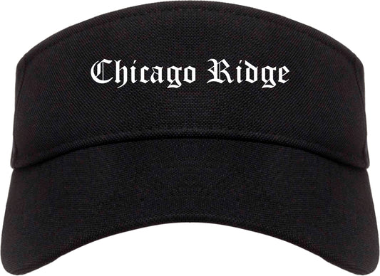 Chicago Ridge Illinois IL Old English Mens Visor Cap Hat Black