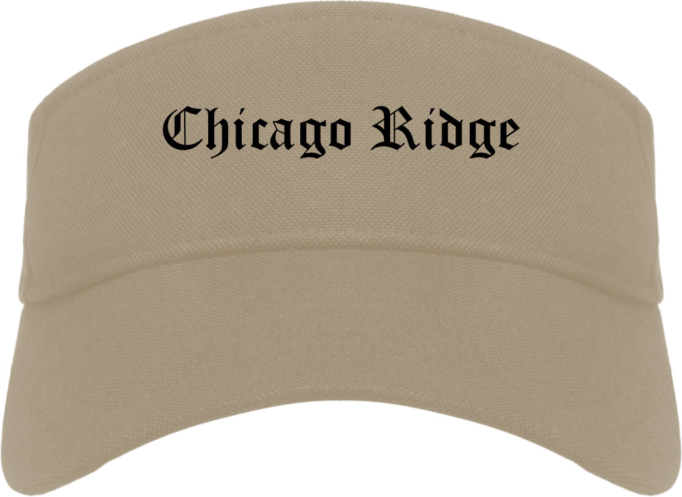 Chicago Ridge Illinois IL Old English Mens Visor Cap Hat Khaki
