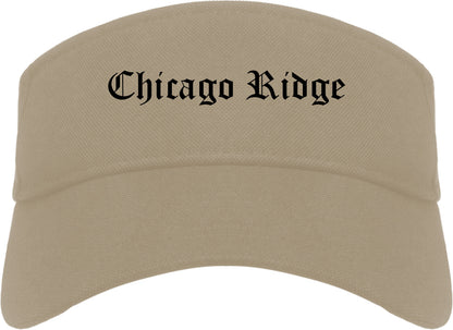 Chicago Ridge Illinois IL Old English Mens Visor Cap Hat Khaki