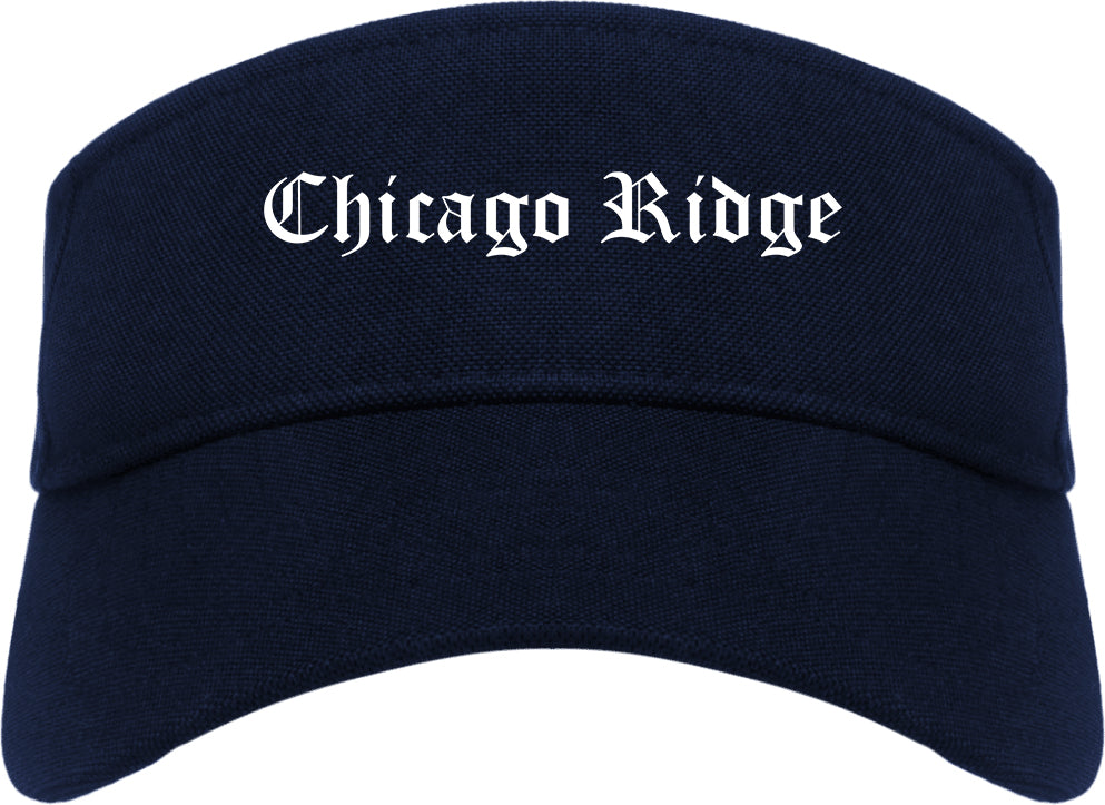 Chicago Ridge Illinois IL Old English Mens Visor Cap Hat Navy Blue