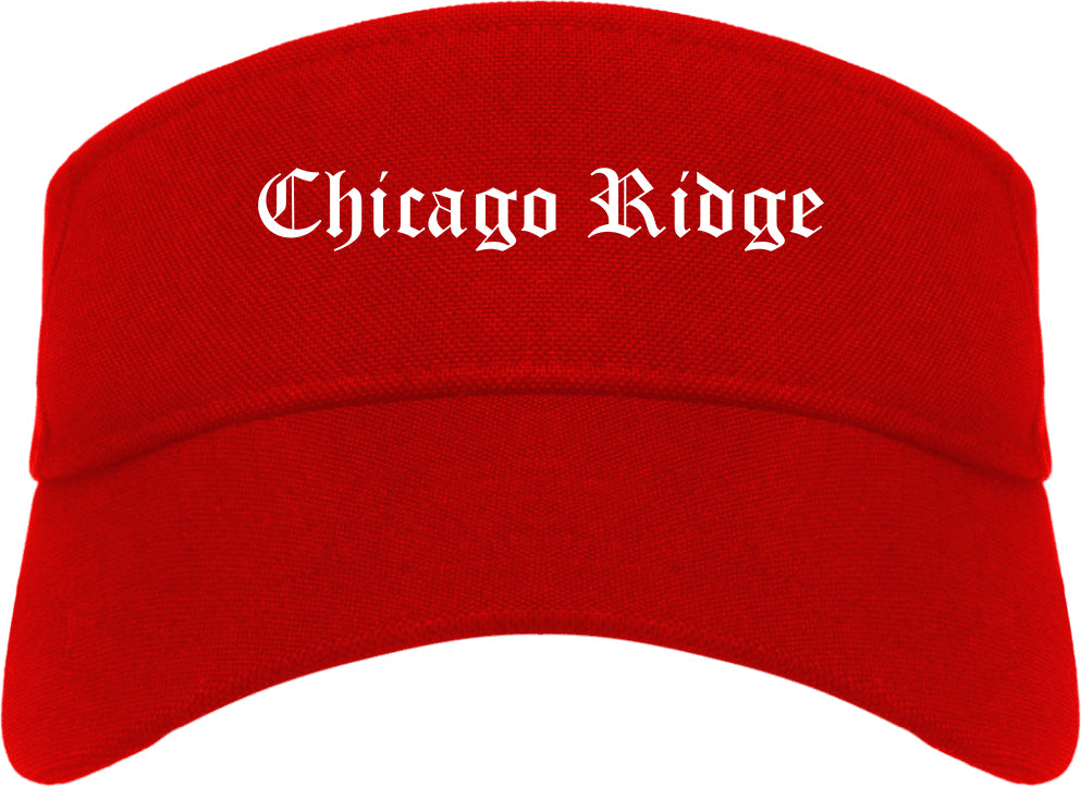 Chicago Ridge Illinois IL Old English Mens Visor Cap Hat Red