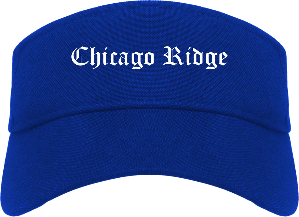 Chicago Ridge Illinois IL Old English Mens Visor Cap Hat Royal Blue
