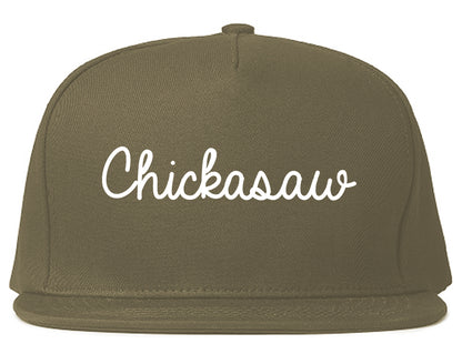 Chickasaw Alabama AL Script Mens Snapback Hat Grey