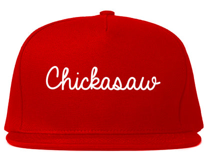 Chickasaw Alabama AL Script Mens Snapback Hat Red
